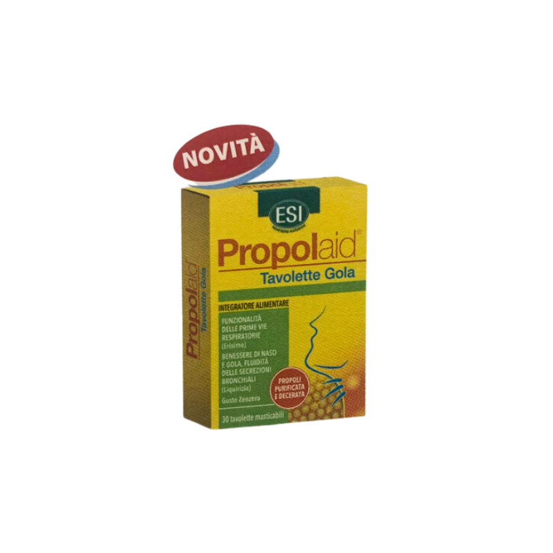 confezione di ESI Propolaid Tavolette Gola con Propoli e Zenzero 30 Tavolette confezione di ESI Propolaid Tavolette Gola con Propoli e Zenzero 30 Tavolette