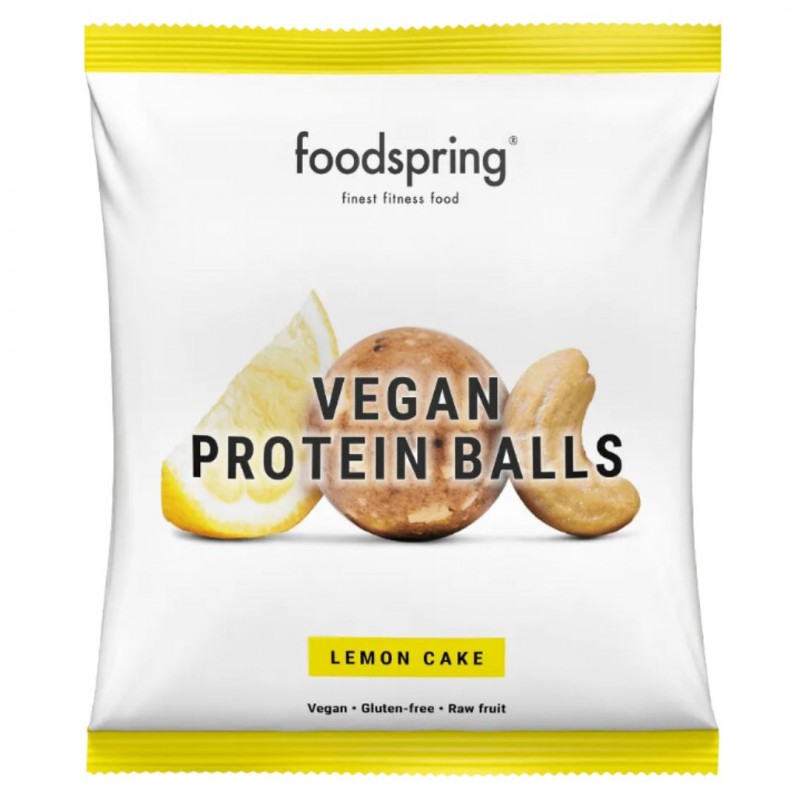 Foodspring Protein Balls Snack Proteico Vegano Gusto Torta al Limone sacchetto Foodspring Protein Balls Snack Proteico Vegano Gusto Torta al Limone sacchetto