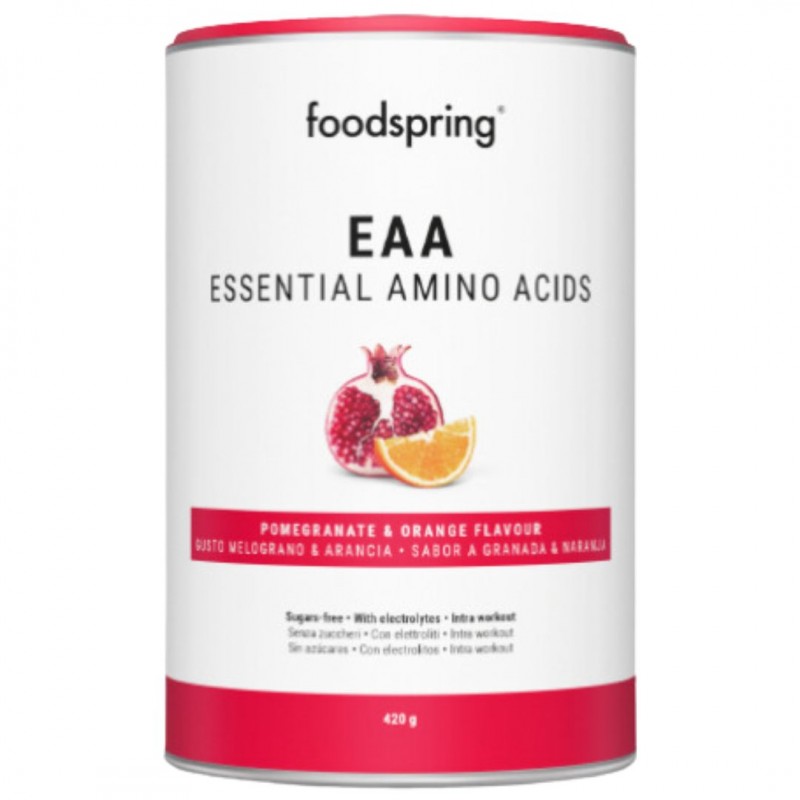 Foodspring EEA Integratore Aminoacidi Essenziali Gusto Melograno Arancia 420g barattolo Foodspring EEA Integratore Aminoacidi Essenziali Gusto Melograno Arancia 420g barattolo