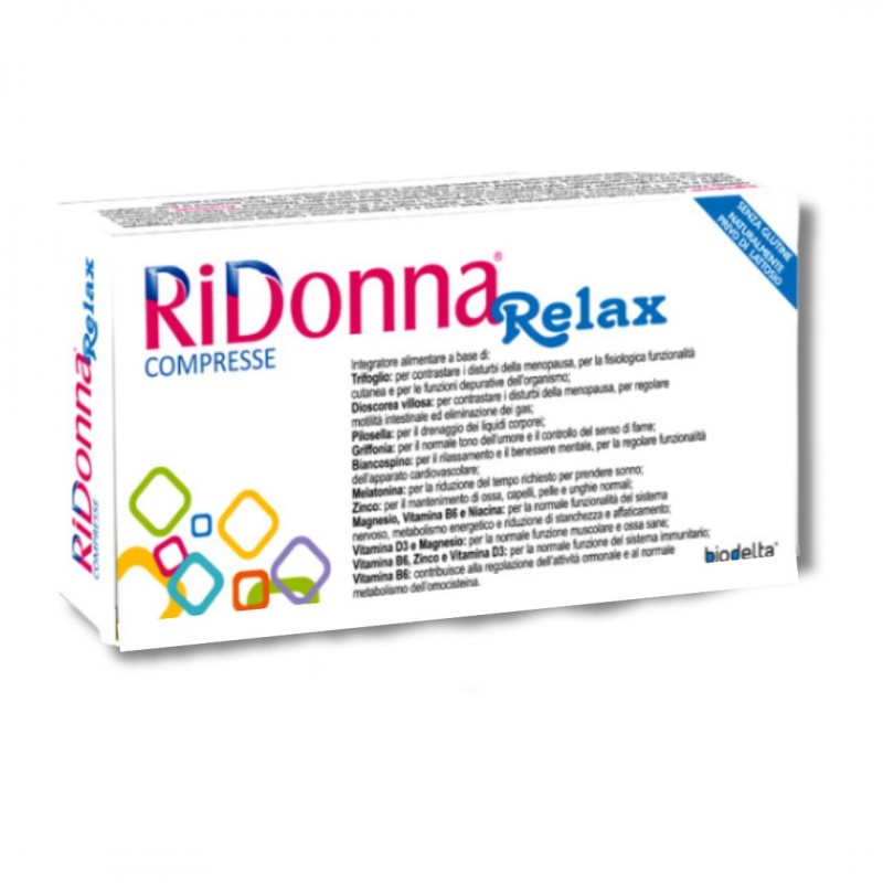Scatola di RiDonna Relax Integratore per Benessere Durante la Menopausa 30 Compresse
