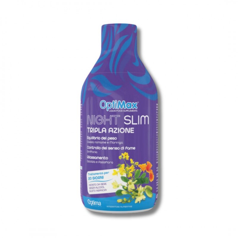 OptiMax Night Slim Tripla Azione Integratore Controllo del Peso e Rilassamento 400ml OptiMax Night Slim Tripla Azione Integratore Controllo del Peso e Rilassamento 400ml