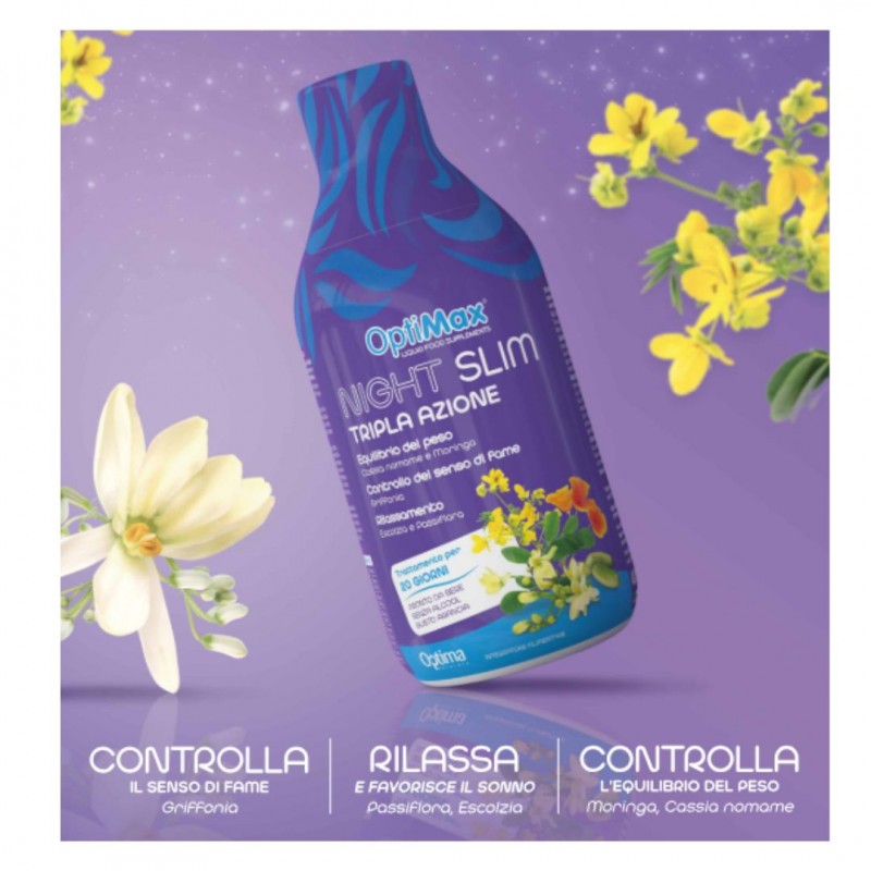 Funzione di OptiMax Night Slim Tripla Azione Integratore Controllo del Peso e Rilassamento 400ml Funzione di OptiMax Night Slim Tripla Azione Integratore Controllo del Peso e Rilassamento 400ml