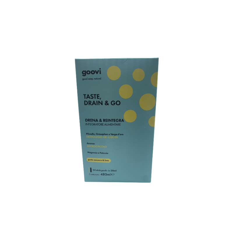 Goovi Drenante Zenzero e Limone Integratore per Microcircolo 24 Stick da 20ml Goovi Drenante Zenzero e Limone Integratore per Microcircolo 24 Stick da 20ml