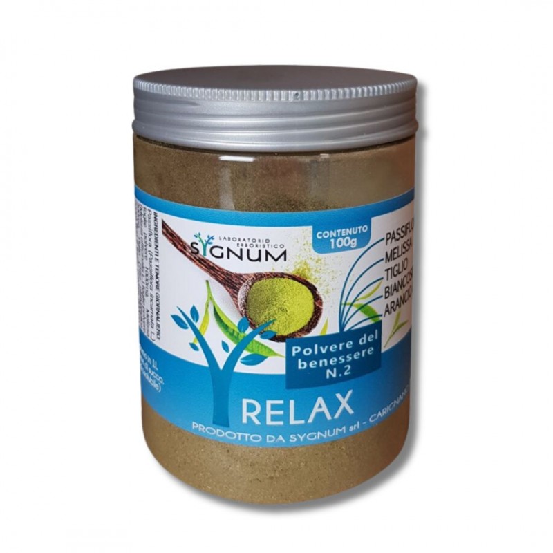 Barattolo di Sygnum Polvere del Benessere N.2 Relax Integratore Rilassante 100g Barattolo di Sygnum Polvere del Benessere N.2 Relax Integratore Rilassante 100g