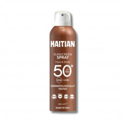 Flacone di Haitian Solare Spray Trasparente Viso e Corpo SPF 50+ 200ml Flacone di Haitian Solare Spray Trasparente Viso e Corpo SPF 50+ 200ml