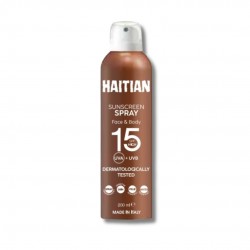 Flacone di Haitian Solare Spray Trasparente Viso e Corpo SPF15 Resistente all'Acqua 200ml Flacone di Haitian Solare Spray Trasparente Viso e Corpo SPF15 Resistente all'Acqua 200ml