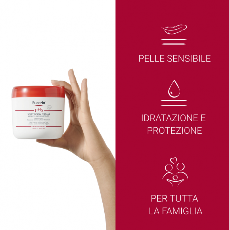 plus di Eucerin pH5 Soft Cream Crema Idratante Pelle Secca e Sensibile Barattolo 450ml plus di Eucerin pH5 Soft Cream Crema Idratante Pelle Secca e Sensibile Barattolo 450ml