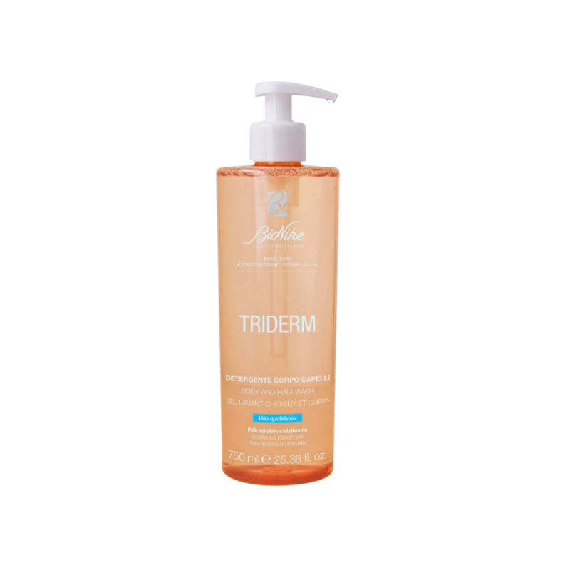 flacone di Bionike Triderm Detergente Corpo e Capelli Uso Frequente 750 ml flacone di Bionike Triderm Detergente Corpo e Capelli Uso Frequente 750 ml
