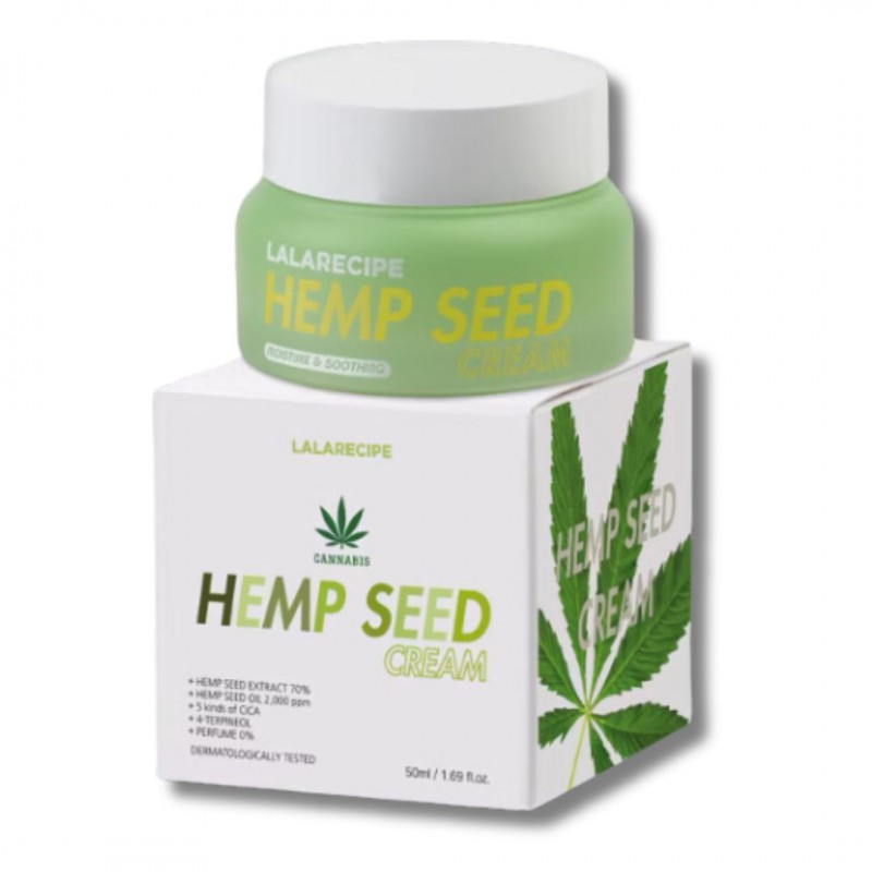 Lalarecipe Hemp Seed Cosmesi Coreana Crema Viso Idratante 50ml barattolo e scatola