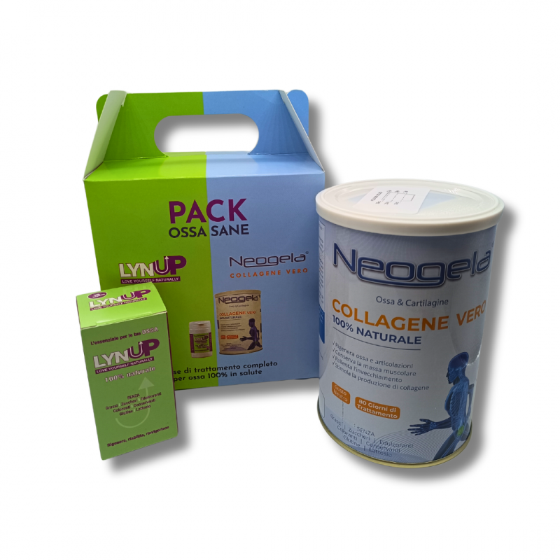 Kit per Ossa con Neogela Collagene Vero Polvere 400 gr + Lyn Up 30 Capsule Kit per Ossa con Neogela Collagene Vero Polvere 400 gr + Lyn Up 30 Capsule