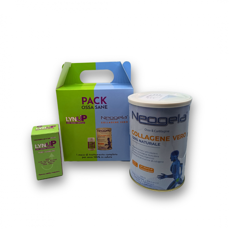 Kit per Ossa con Neogela Collagene Vero Polvere 400 gr + Lyn Up 30 Capsule Kit per Ossa con Neogela Collagene Vero Polvere 400 gr + Lyn Up 30 Capsule