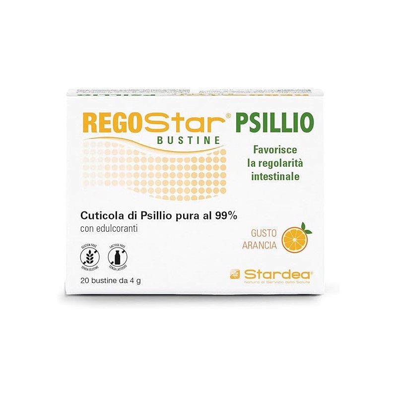 Regostar Psillio Integratore per Stitichezza e Feci Dure 20 Bustine Arancia Regostar Psillio Integratore per Stitichezza e Feci Dure 20 Bustine Arancia