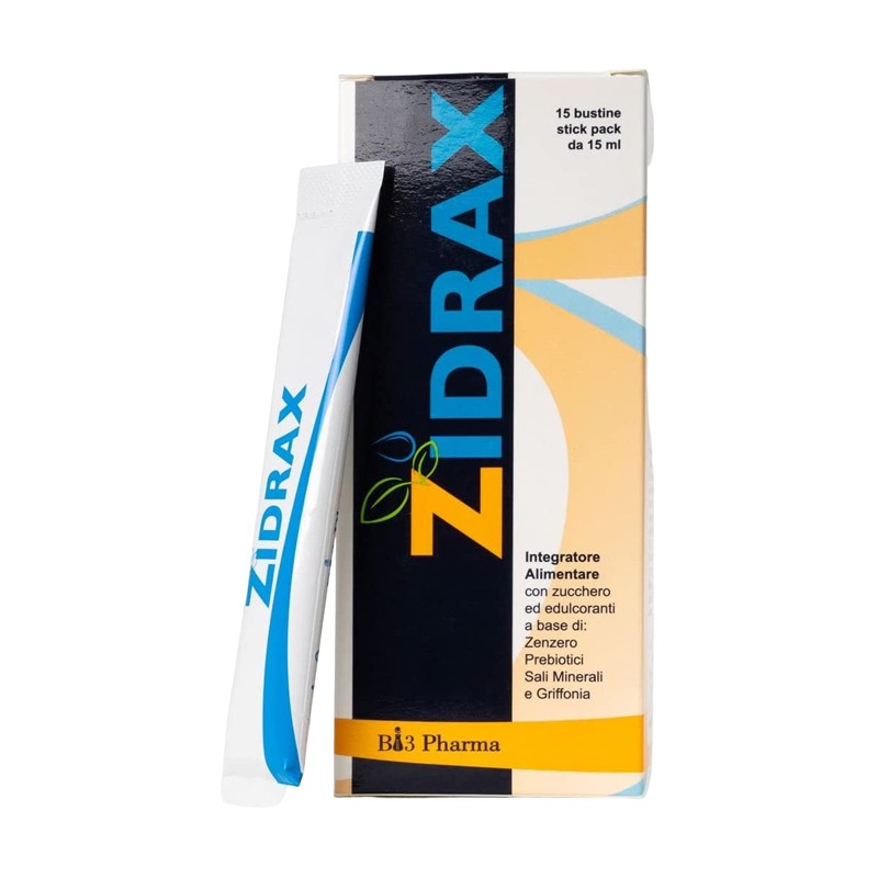 Zidrax Bi3 Pharma per Equilibrio Intestinale e Digestione 15 Bustine Stick Pack da 15ml