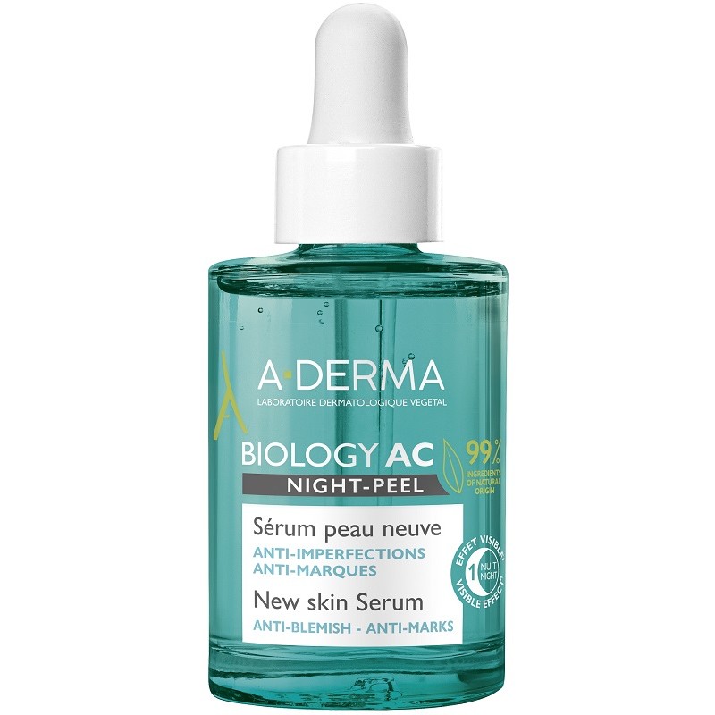 Confezione di Aderma Biology Ac Siero Night Peel per Pelli Grasse e Acneiche 30ml