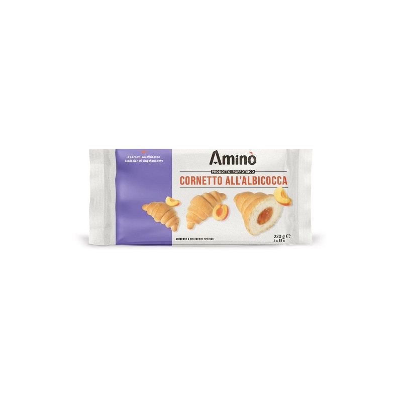 Amino' Cornetto Albicocca per Diete Ipoproteiche 4 Cornetti da 55 g Amino' Cornetto Albicocca per Diete Ipoproteiche 4 Cornetti da 55 g