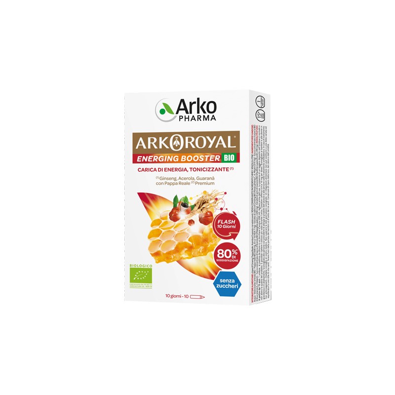 confezione di Arkoroyal Energing Booster Bio per Energia Naturale 10 Flaconcini da 15 ml confezione di Arkoroyal Energing Booster Bio per Energia Naturale 10 Flaconcini da 15 ml