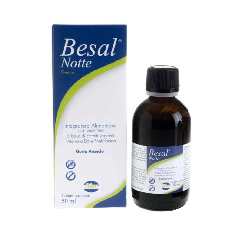 Besal Notte Integratore Alimentare per Dormire con Melatonina Gocce 50 Ml Besal Notte Integratore Alimentare per Dormire con Melatonina Gocce 50 Ml