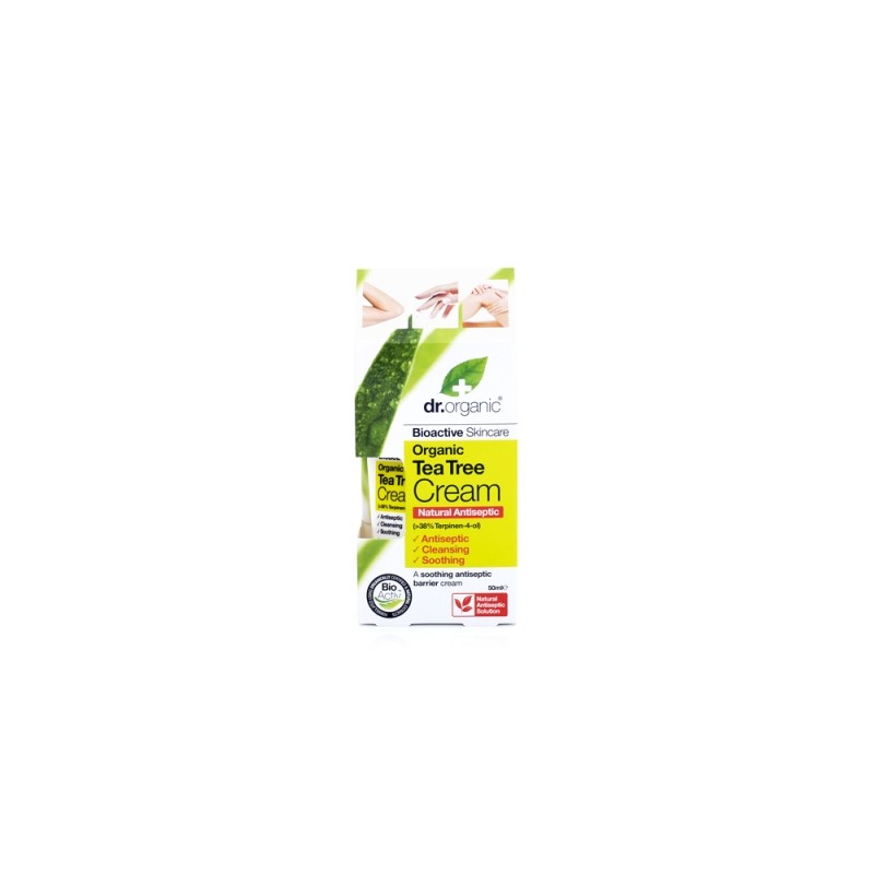 Dr Organic Tea Tree Antiseptic Cream per Pelle 50ml Dr Organic Tea Tree Antiseptic Cream per Pelle 50ml