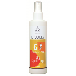 Flacone spray Idisole Spf6 Olio Corpo e Capelli per Protezione e Nutrizione 200ml Flacone spray Idisole Spf6 Olio Corpo e Capelli per Protezione e Nutrizione 200ml