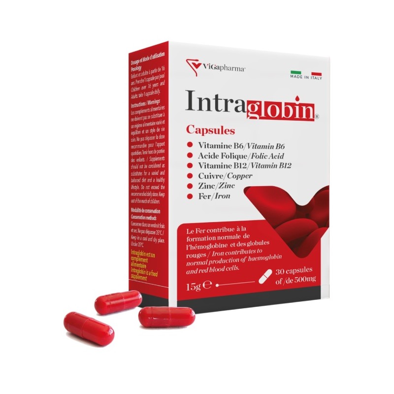 Vigapharma Intraglobin integratore vitamine e ferro per energia e immunità 30 capsule Vigapharma Intraglobin integratore vitamine e ferro per energia e immunità 30 capsule