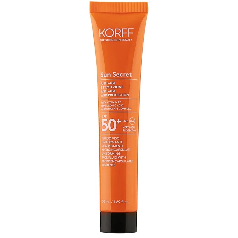 Korff Sun Secret Fluido Viso Uniformante 02 Dark SPF50+ per Protezione Solare e Incarnato Uniforme 50 ml Korff Sun Secret Fluido Viso Uniformante 02 Dark SPF50+ per Protezione Solare e Incarnato Uniforme 50 ml