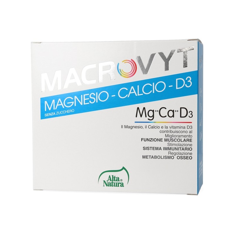 Alta Natura Macrovyt MagnesioCalcioVitamina D3 per Ossa e Muscoli 18 Bustine da 5 g Alta Natura Macrovyt MagnesioCalcioVitamina D3 per Ossa e Muscoli 18 Bustine da 5 g