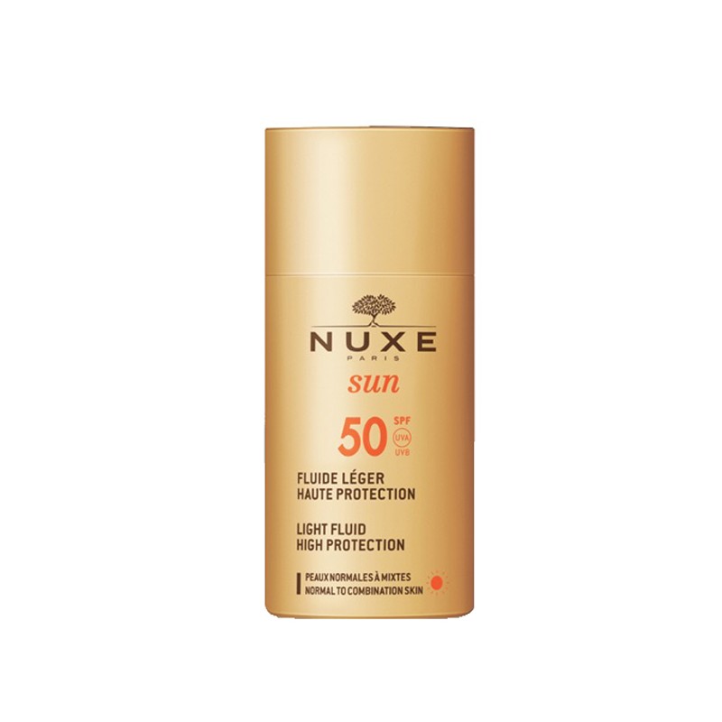 flacone di Nuxe Sun Fluido Leggero Protezione Solare Viso SPF50 50ml