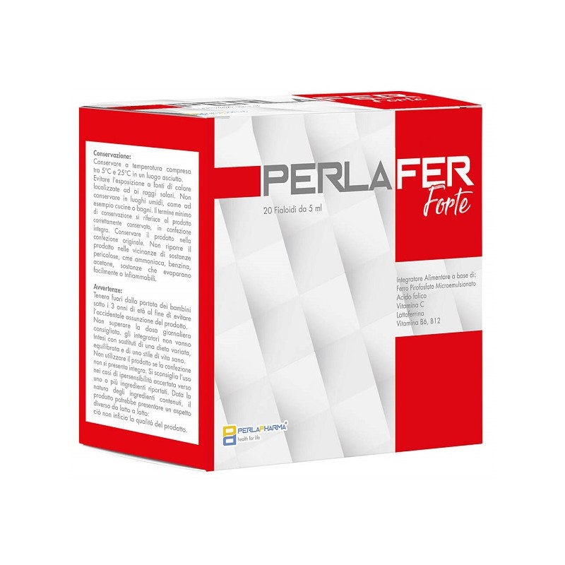 Perlafer Forte per Apporto di Ferro e Vitamine 20 Fialoidi da 5 ml