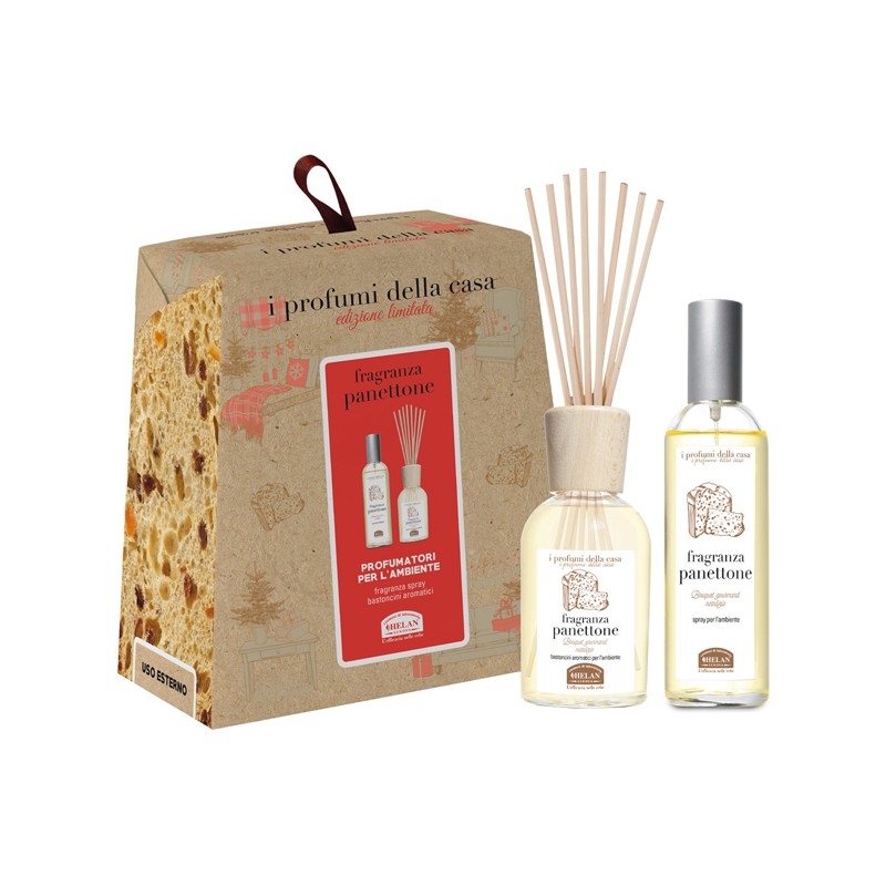 Set Panettone I Profumi Della Casa per Atmosfera Festiva 100 ml Spray + 100 ml Bastoncini Aromatici Set Panettone I Profumi Della Casa per Atmosfera Festiva 100 ml Spray + 100 ml Bastoncini Aromatici