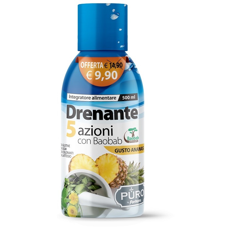 Puro Drenante 5 Azioni Con Baobab per Salute e Benessere 500 Ml Puro Drenante 5 Azioni Con Baobab per Salute e Benessere 500 Ml
