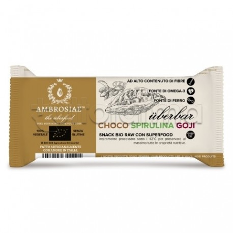 Ambrosiae UberBar Choco Spirulina Goji Barretta Nutriente 35g Ambrosiae UberBar Choco Spirulina Goji Barretta Nutriente 35g