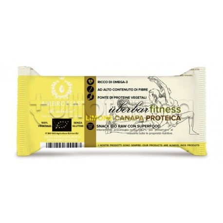 Ambrosiae UberBar Crunchy Limone Mandorle Attivate Barretta Nutriente 38g Ambrosiae UberBar Crunchy Limone Mandorle Attivate Barretta Nutriente 38g