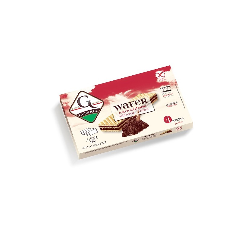 Wafer con Crema al Cacao per Celiaci e Intolleranti 4x45 g Wafer con Crema al Cacao per Celiaci e Intolleranti 4x45 g