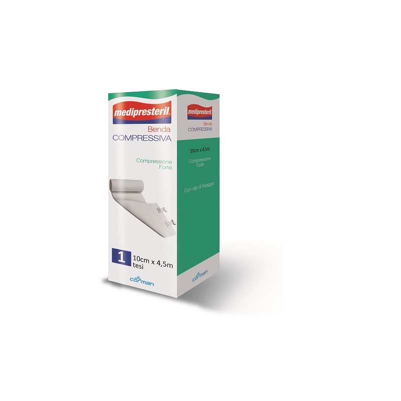 Benda Medipresteril Compressione Forte per Lesioni 4,5x10 cm Benda Medipresteril Compressione Forte per Lesioni 4,5x10 cm