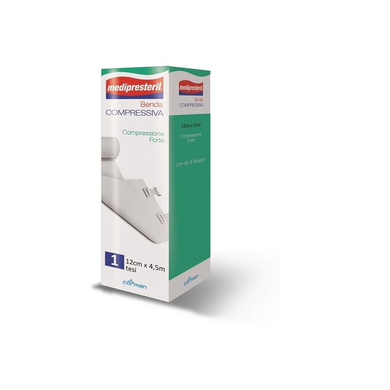 Benda Medipresteril Compressione Forte per Lesioni Muscolari 4,5m x 12cm Benda Medipresteril Compressione Forte per Lesioni Muscolari 4,5m x 12cm