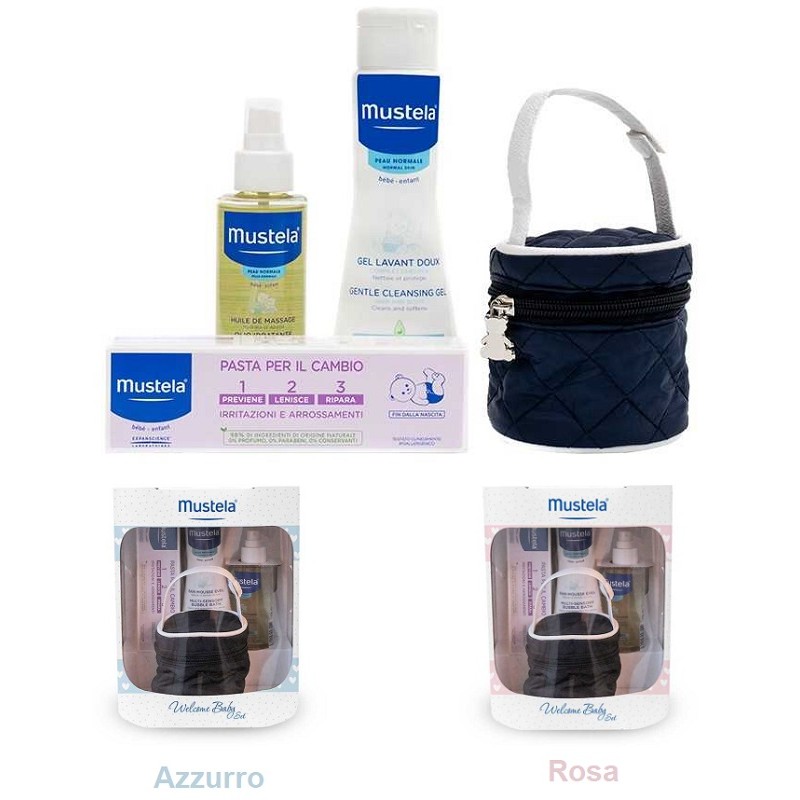 Mustela Welcome Baby Set Kit Neonato Detergente Pasta Cambio Olio Mustela Welcome Baby Set Kit Neonato Detergente Pasta Cambio Olio
