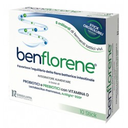 Benflorene 10 Stick Orosolubili Integratore Probiotici e Vitamina D Benflorene 10 Stick Orosolubili Integratore Probiotici e Vitamina D