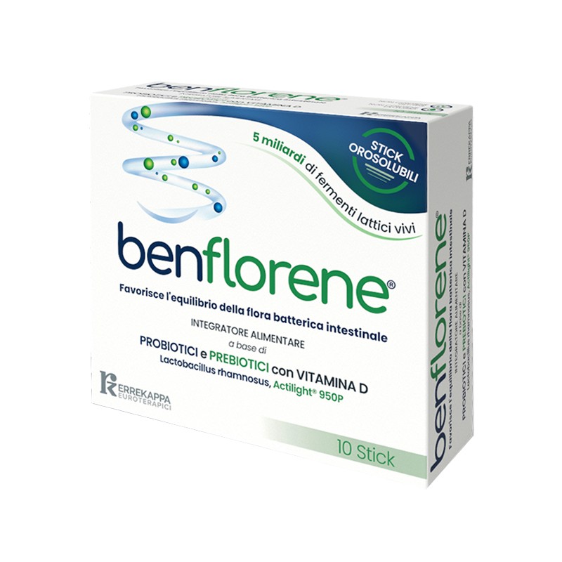 Benflorene 10 Stick Orosolubili Integratore Probiotici e Vitamina D Benflorene 10 Stick Orosolubili Integratore Probiotici e Vitamina D