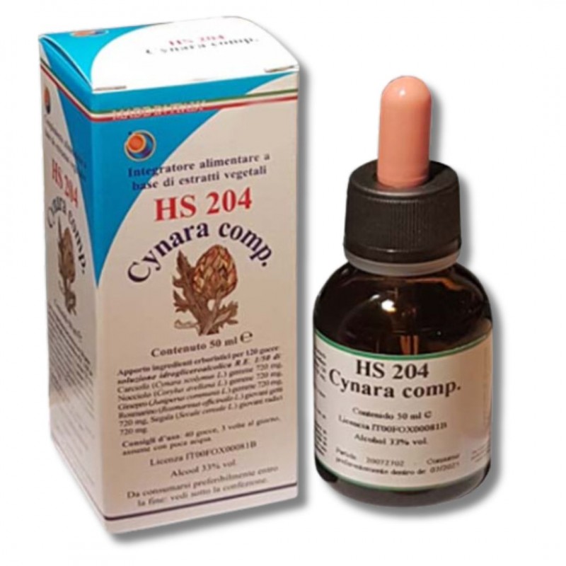 Herboplanet Hs 204 Cynara Compositum Integratore per la Funzionalità Epatica 50ml scatola e flacone