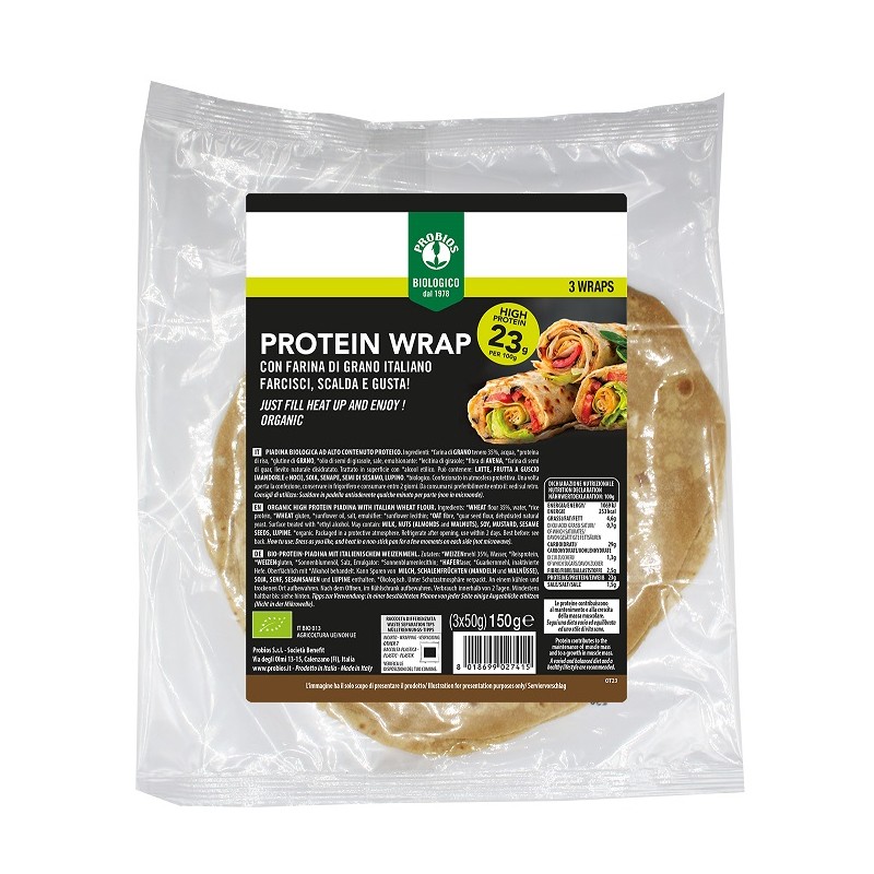Probios Protein Wrap per Massa Muscolare 3 Piadine da 50g Probios Protein Wrap per Massa Muscolare 3 Piadine da 50g