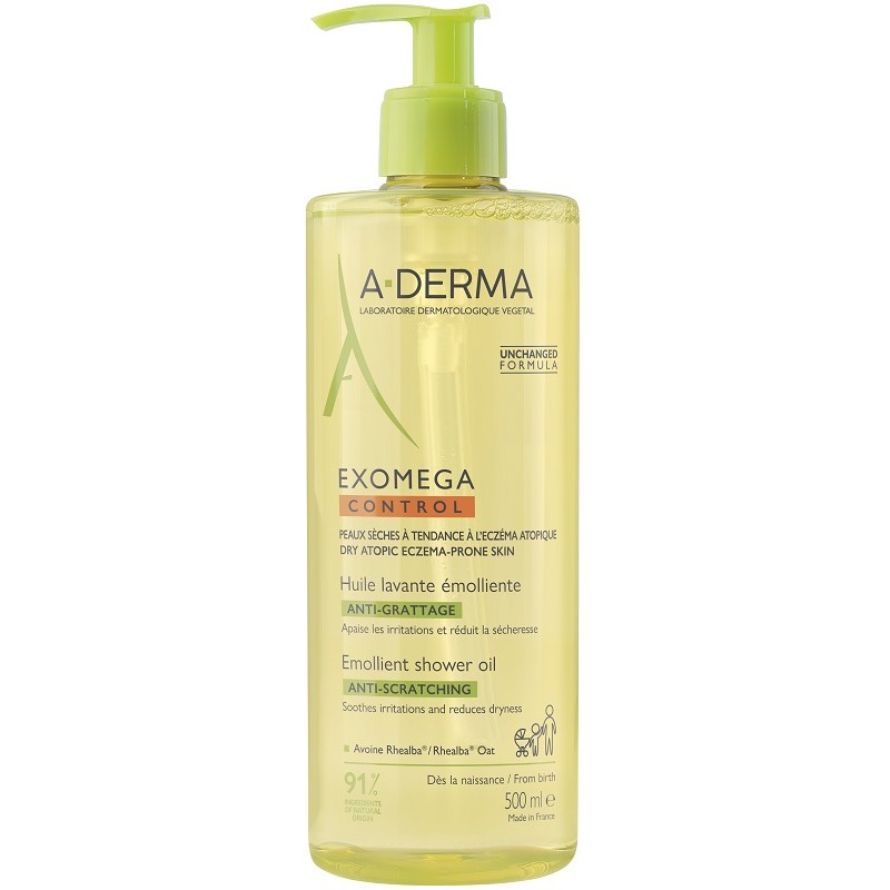 Flacone del Exomega Control Olio Lavante Emolliente per Pelli Sensibili 500 ml Flacone del Exomega Control Olio Lavante Emolliente per Pelli Sensibili 500 ml