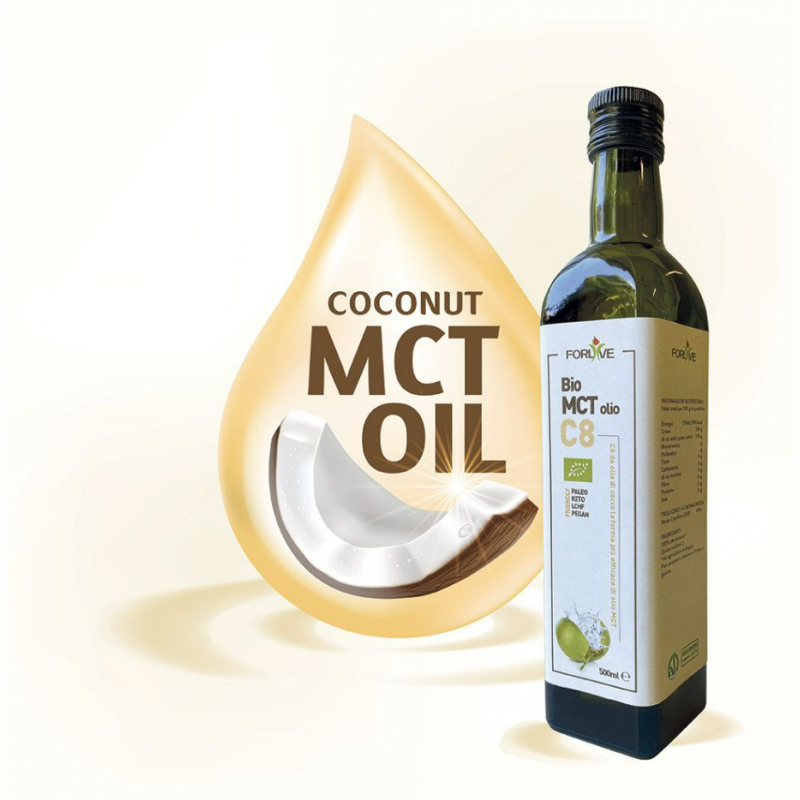 Bio Olio MCT C8 Olio di cocco Bio per Digiuno Intermittente 500 ml Bio Olio MCT C8 Olio di cocco Bio per Digiuno Intermittente 500 ml