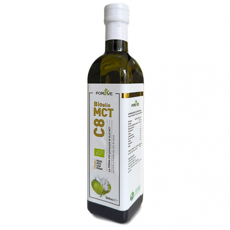 confezione di Bio Olio MCT C8 Bio per Digiuno Intermittente 500 ml confezione di Bio Olio MCT C8 Bio per Digiuno Intermittente 500 ml