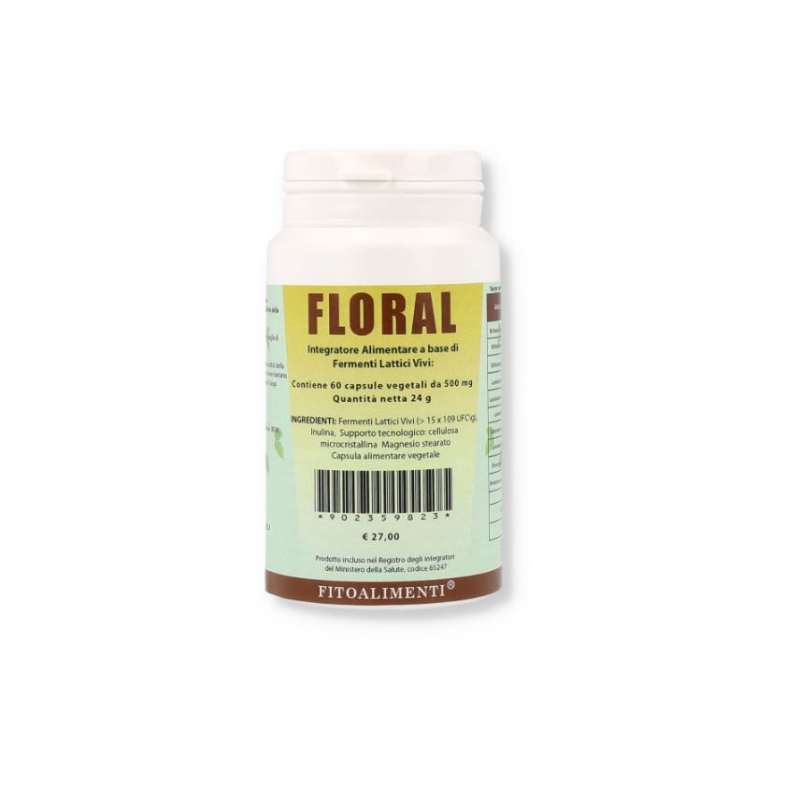 Confezione di Euronatur Floral Integratore per Flora Batterica Intestinale 60 Capsule