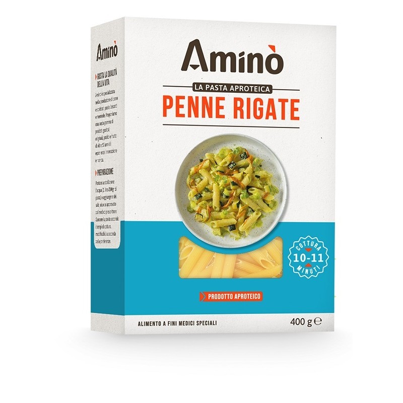 Amino La Pasta Aproteica Penne Rigate per Diete a Basso Contenuto Proteico 400 g Amino La Pasta Aproteica Penne Rigate per Diete a Basso Contenuto Proteico 400 g