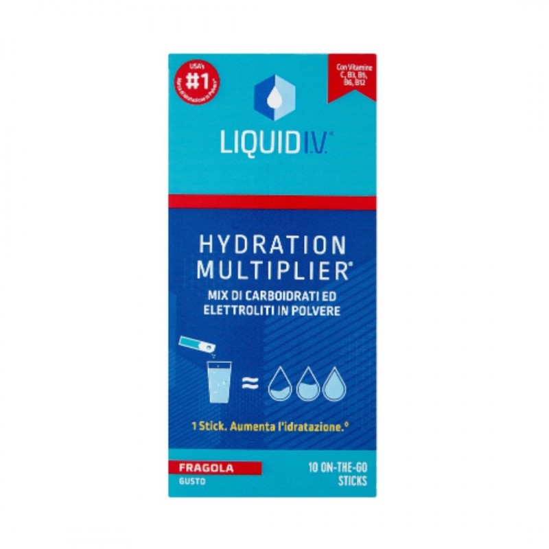 Confezione di Liquid IV Integratore Moltiplicatore di Idratazione Gusto Fragola 10 Stick Confezione di Liquid IV Integratore Moltiplicatore di Idratazione Gusto Fragola 10 Stick