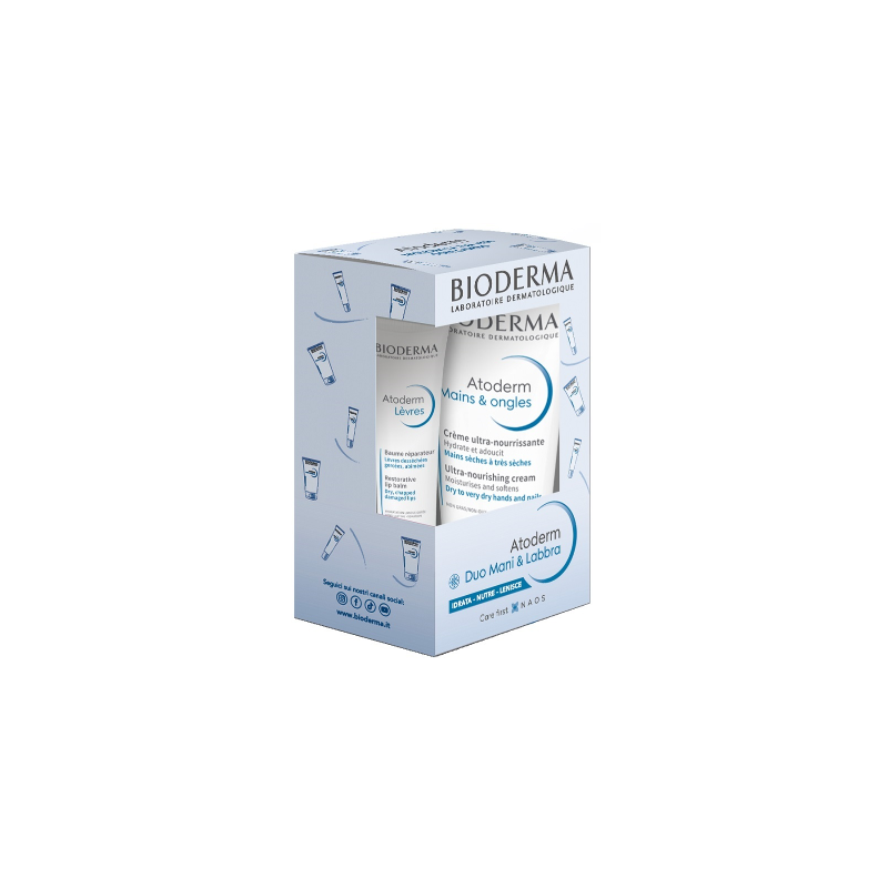confezione di Bioderma Atoderm Set Mani & Labbra Crema Mani 50 ml + Balsamo Labbra da 15 ml confezione di Bioderma Atoderm Set Mani & Labbra Crema Mani 50 ml + Balsamo Labbra da 15 ml