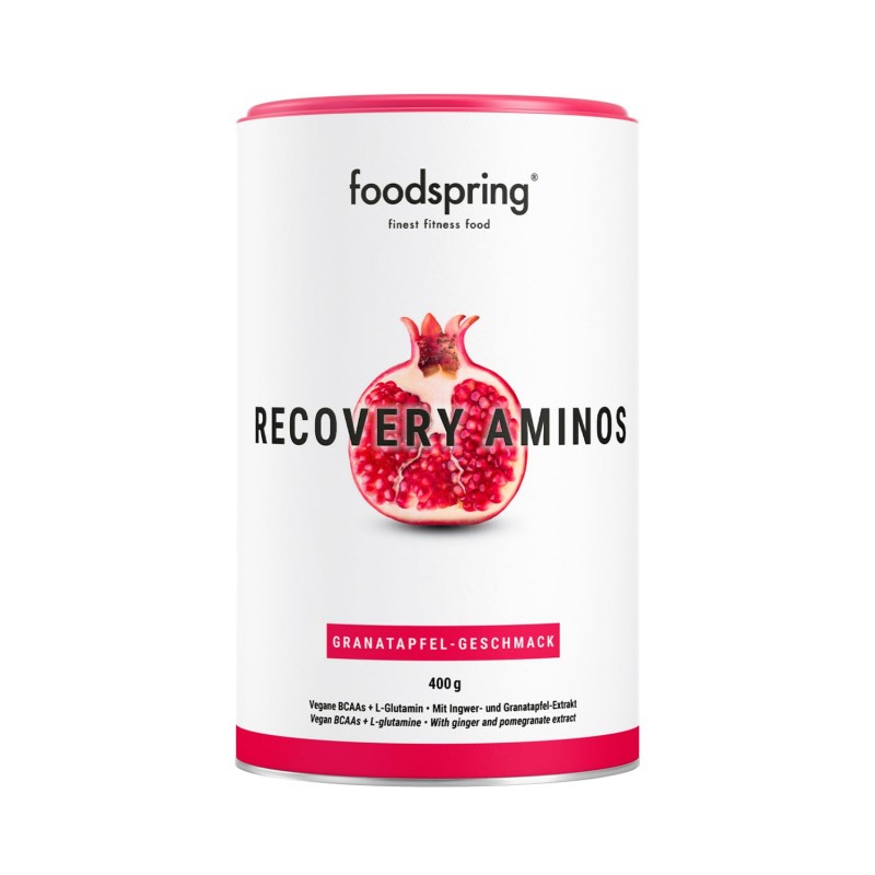 confezione di Foodspring Recovery Aminos Melograno Aminoacidi Polvere 400 gr confezione di Foodspring Recovery Aminos Melograno Aminoacidi Polvere 400 gr