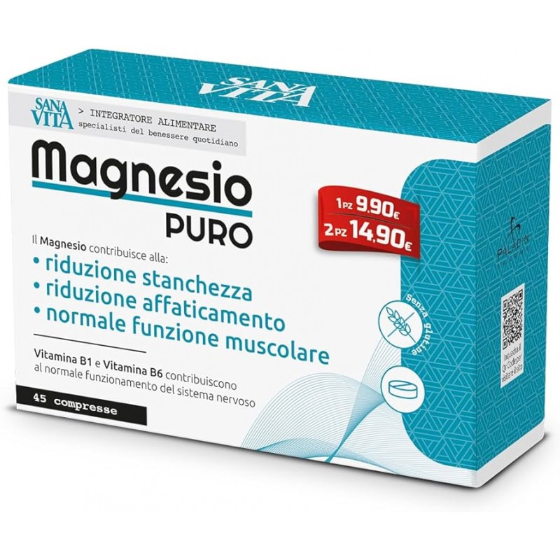 Sanavita Magnesio Puro Compresse Integratore per Energia 45 compresse Sanavita Magnesio Puro Compresse Integratore per Energia 45 compresse