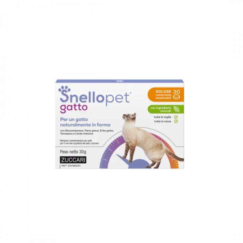 confezione di Zuccari Snellopet Gatto Integratore Controllo del Peso 30 Compresse confezione di Zuccari Snellopet Gatto Integratore Controllo del Peso 30 Compresse